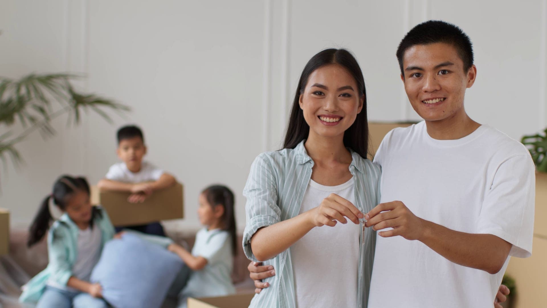 A home buying decision with paperwork and keys.