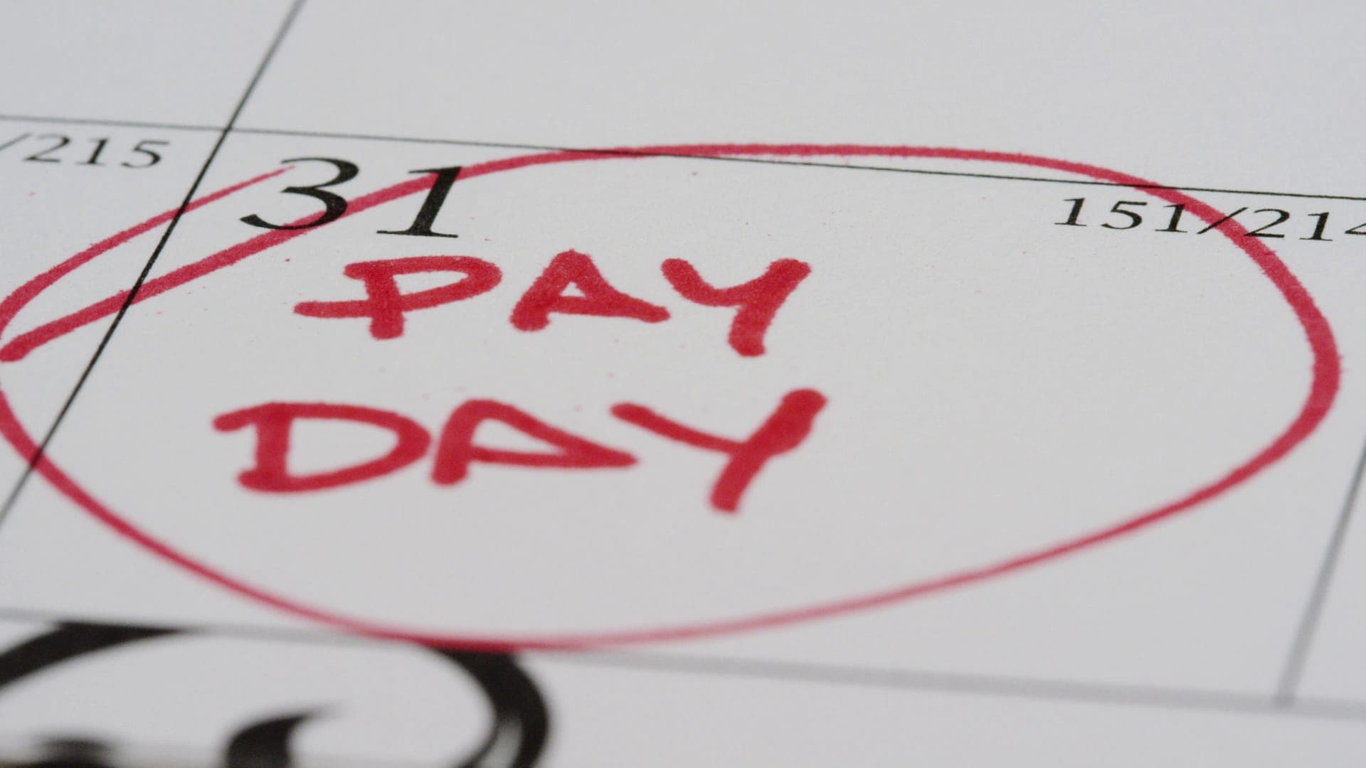 A close view of paycheck paperwork.